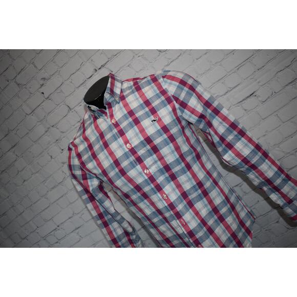 Vineyard Vines Dress Shirt Tucker Whale Size XS Extra Small Slim Fit Pink Plaids - Picture 7 of 7